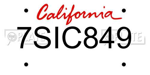 7SIC849 California License Plate