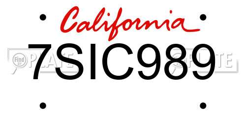 7SIC989 California License Plate