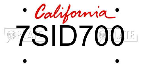 7SID700 California License Plate