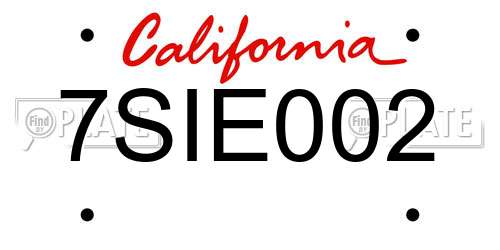 7SIE002 California License Plate