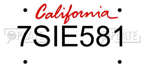 7SIE581 California License Plate
