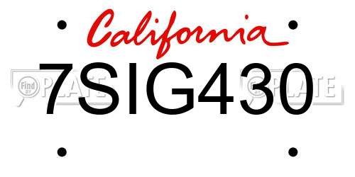 7SIG430 California License Plate