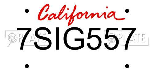 7SIG557 California License Plate