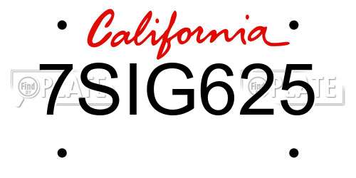 7SIG625 California License Plate
