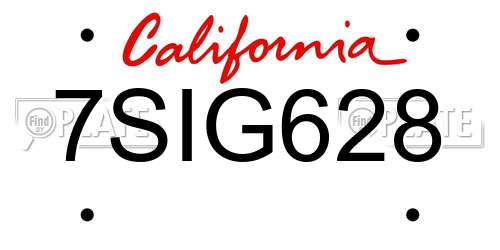 7SIG628 California License Plate