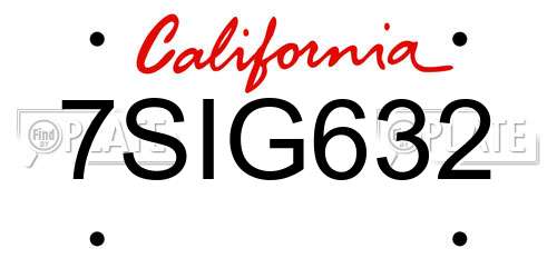 7SIG632 California License Plate