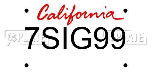 7SIG99 California License Plate