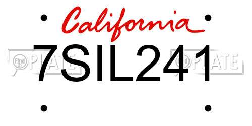 7SIL241 California License Plate