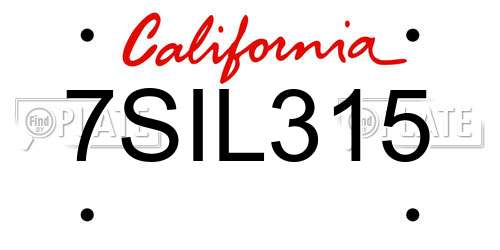 7SIL315 California License Plate