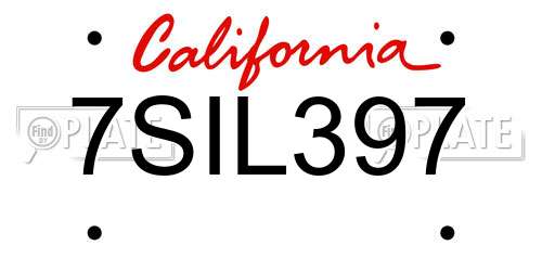 7SIL397 California License Plate