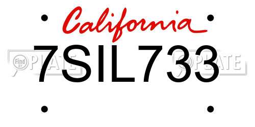 7SIL733 California License Plate