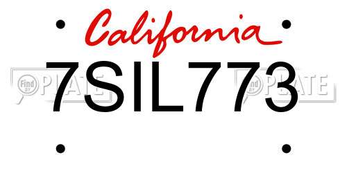 7SIL773 California License Plate