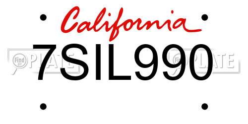7SIL990 California License Plate
