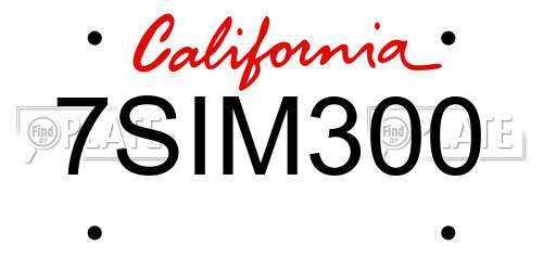 7SIM300 California License Plate