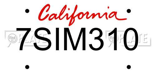 7SIM310 California License Plate