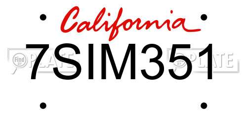 7SIM351 California License Plate