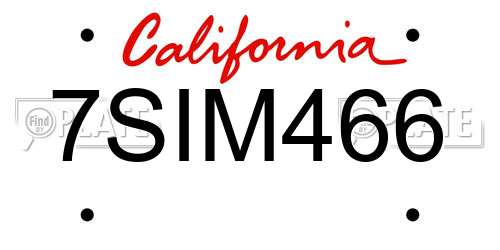 7SIM466 California License Plate