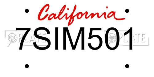 7SIM501 California License Plate