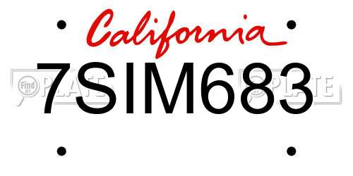 7SIM683 California License Plate