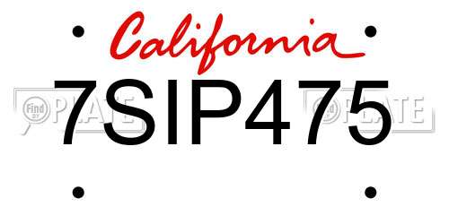 7SIP475 California License Plate