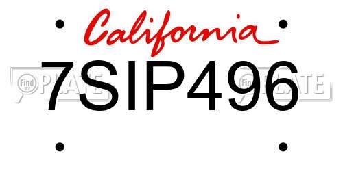 7SIP496 California License Plate