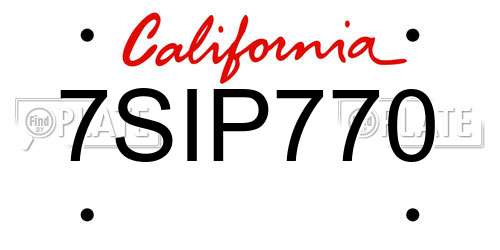 7SIP770 California License Plate