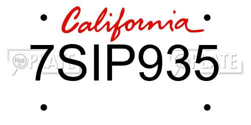 7SIP935 California License Plate