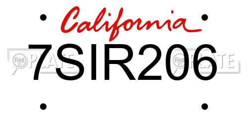 7SIR206 California License Plate