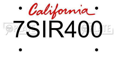7SIR400 California License Plate