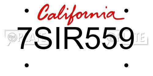 7SIR559 California License Plate
