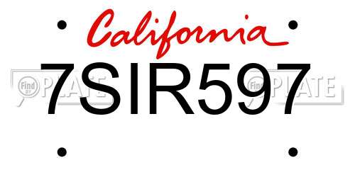 7SIR597 California License Plate