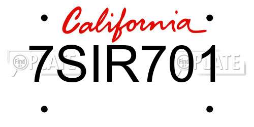 7SIR701 California License Plate