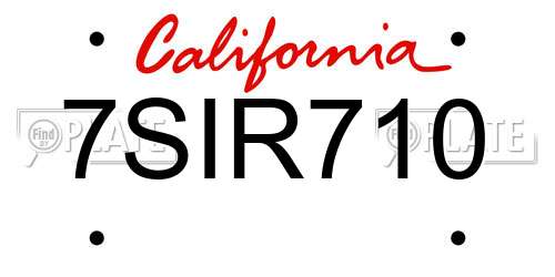 7SIR710 California License Plate