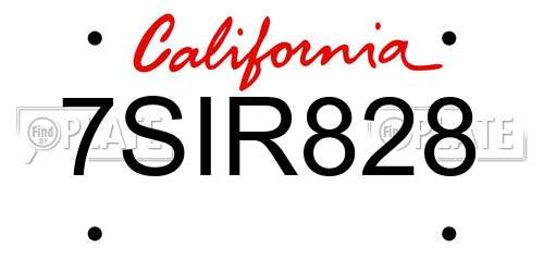 7SIR828 California License Plate