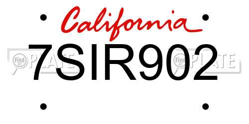 7SIR902 California License Plate