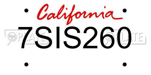 7SIS260 California License Plate