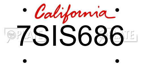 7SIS686 California License Plate
