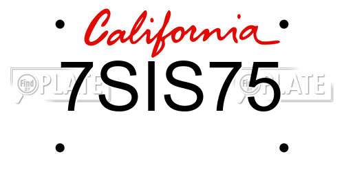 7SIS75 California License Plate