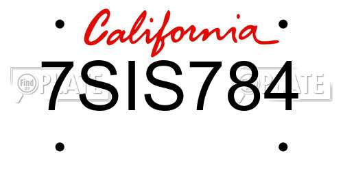 7SIS784 California License Plate