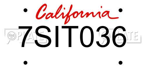 7SIT036 California License Plate