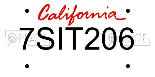 7SIT206 California License Plate