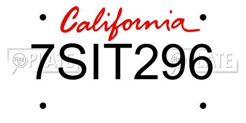7SIT296 California License Plate