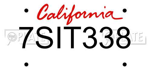 7SIT338 California License Plate