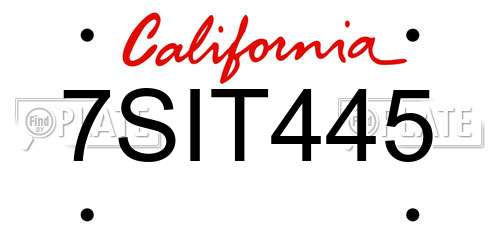 7SIT445 California License Plate