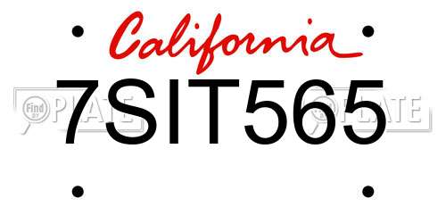 7SIT565 California License Plate