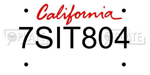 7SIT804 California License Plate