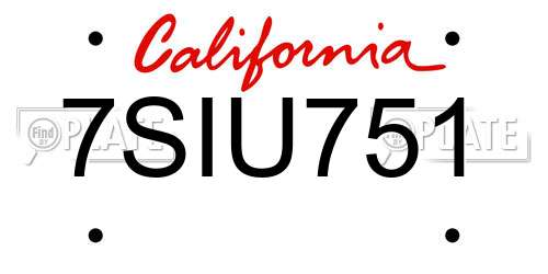 7SIU751 California License Plate