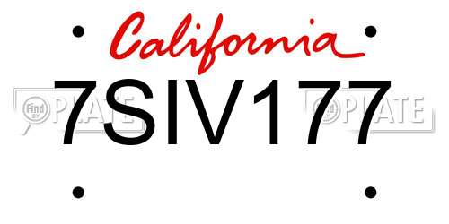 7SIV177 California License Plate