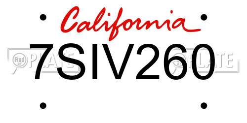 7SIV260 California License Plate