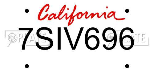 7SIV696 California License Plate